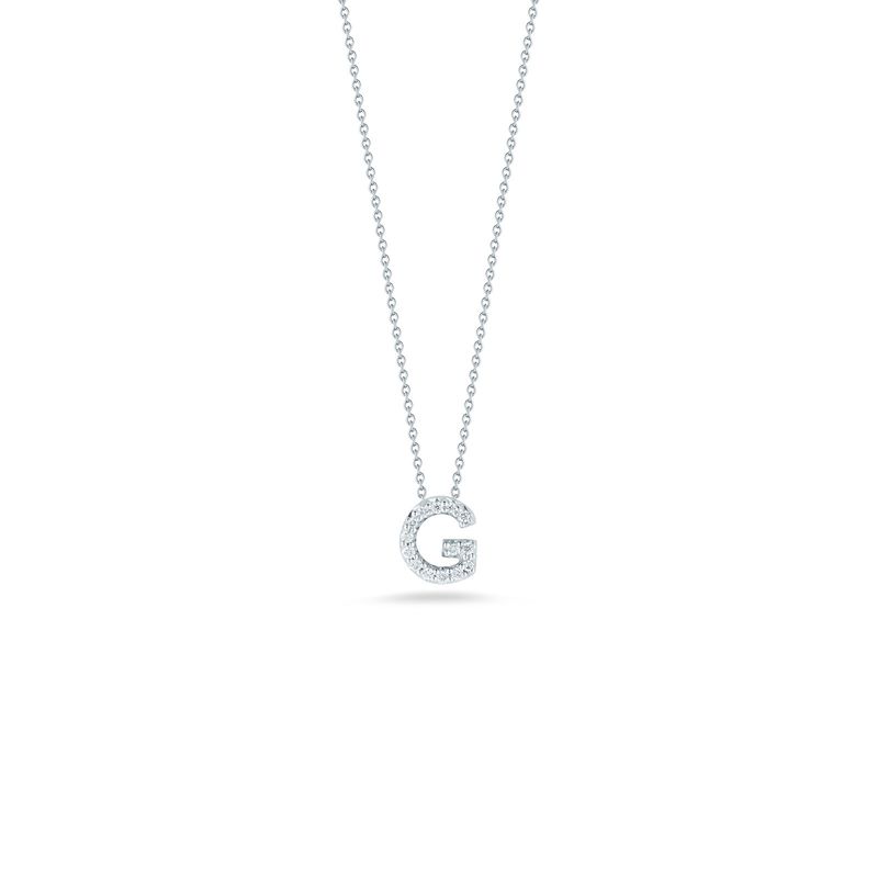 18K White Gold Tiny Treasures Diamond Love Letter "G" Necklace
