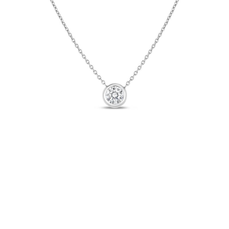 18K White Gold Diamonds By The Inch Bezel Set Solitaire Necklace
