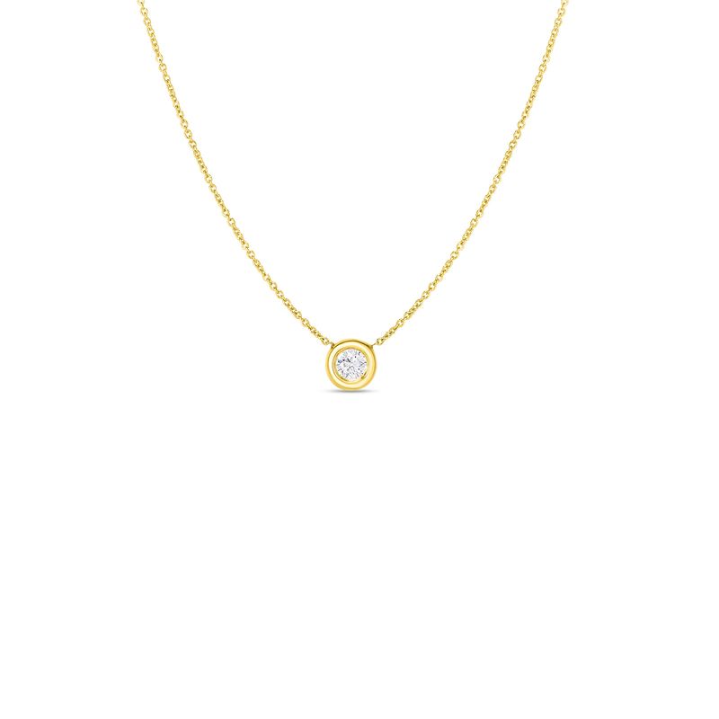 18K Yellow Gold Diamonds By The Inch Bezel Set Solitaire Necklace