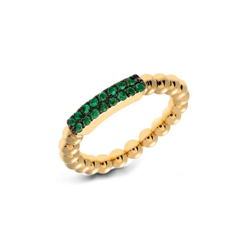 18K Yellow Gold Emerald  Stretch Ring