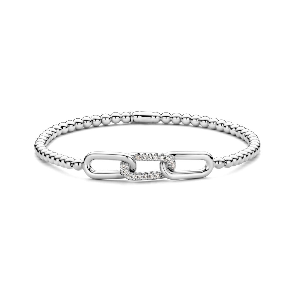 18K White Gold Three Buckle Stretch Bracelet