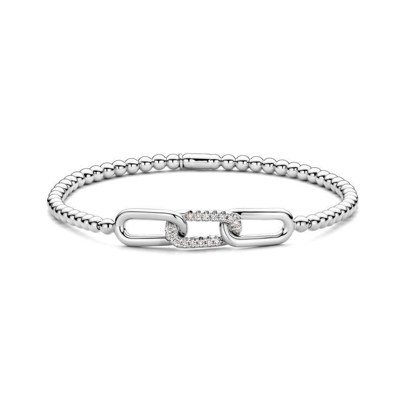 18K White Gold Three Buckle Stretch Bracelet