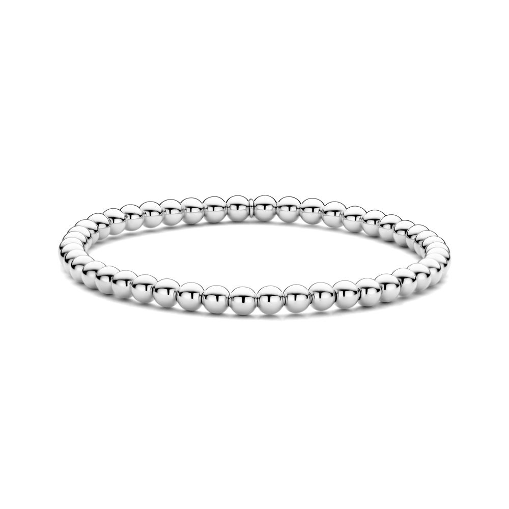 18K White Gold 4mm Beaded Stretch Bracelet