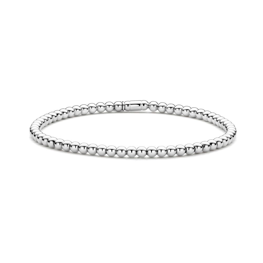 18K White Gold 3mm Beaded Stretch Bracelet