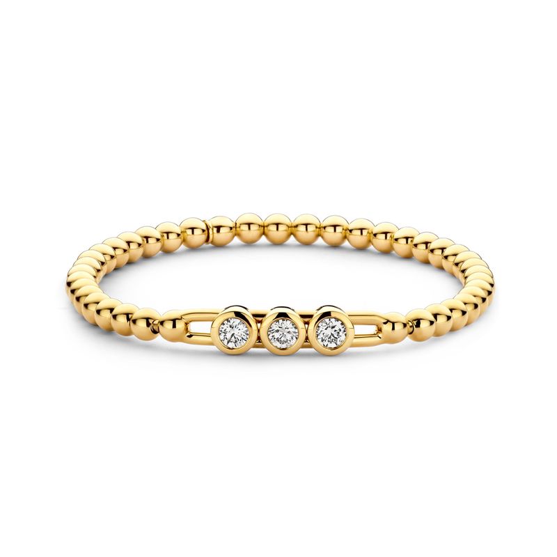 18K Yellow Gold 3 Movable Diamonds in Bar Stretch Bracelet