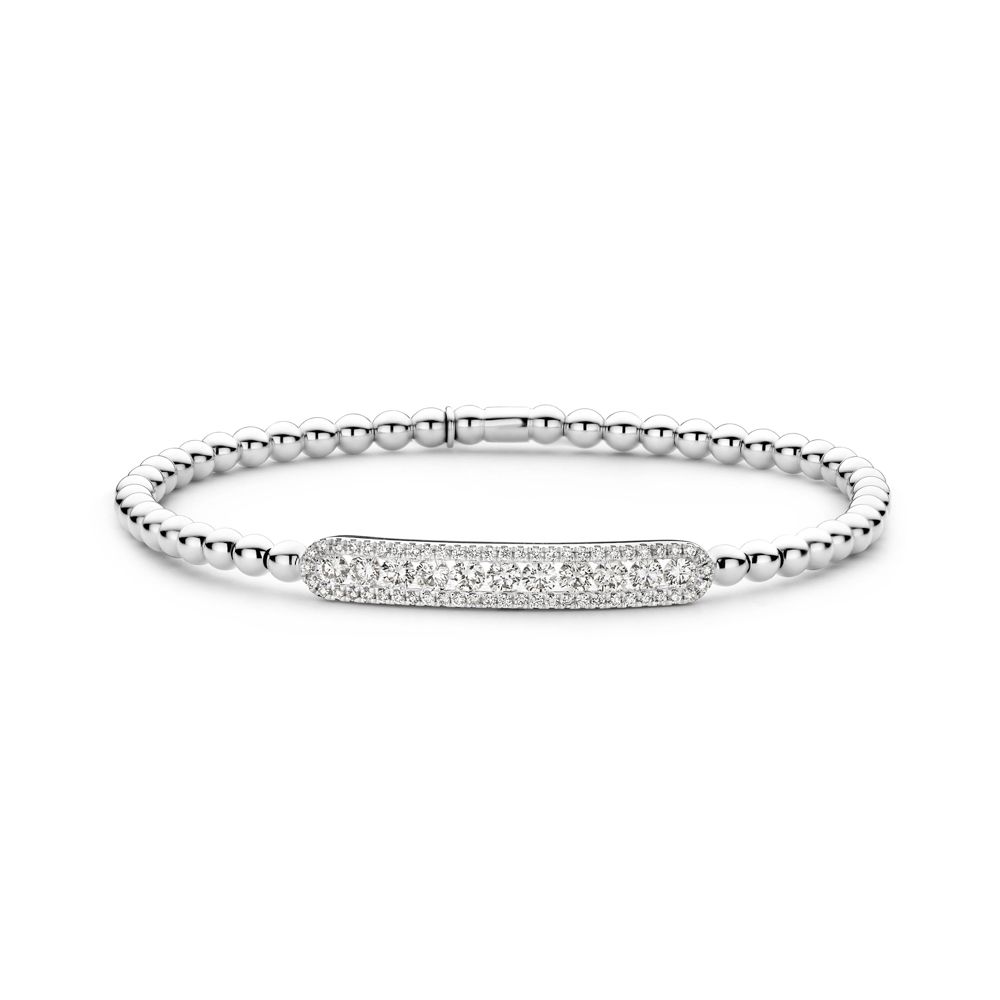 18K White Gold Diamond Bar Stretch Bracelet
