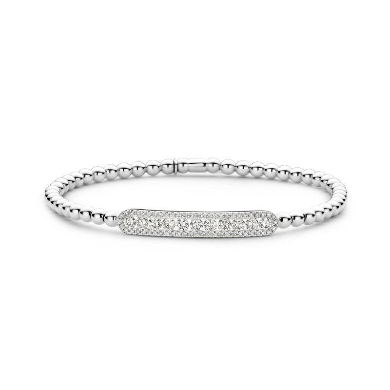 18K White Gold Diamond Bar Stretch Bracelet