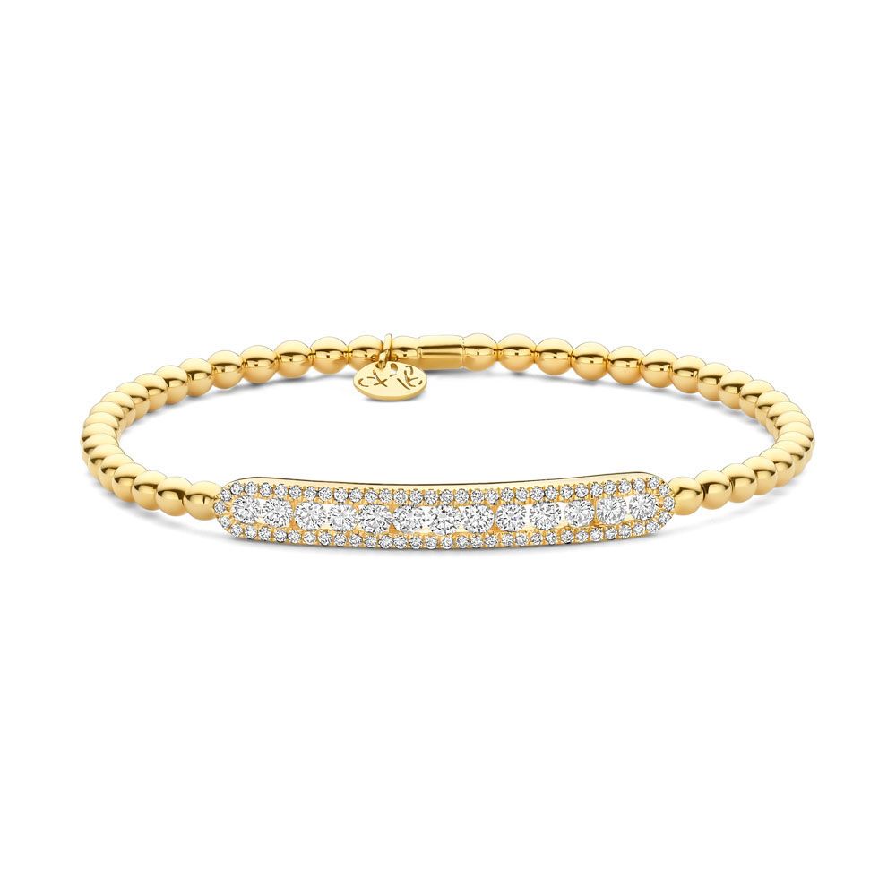 18K White Gold with Diamonds in Bar Stretch Bracelet