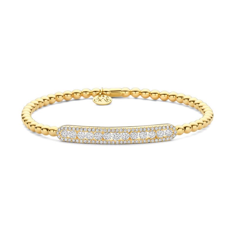 18K White Gold with Diamonds in Bar Stretch Bracelet