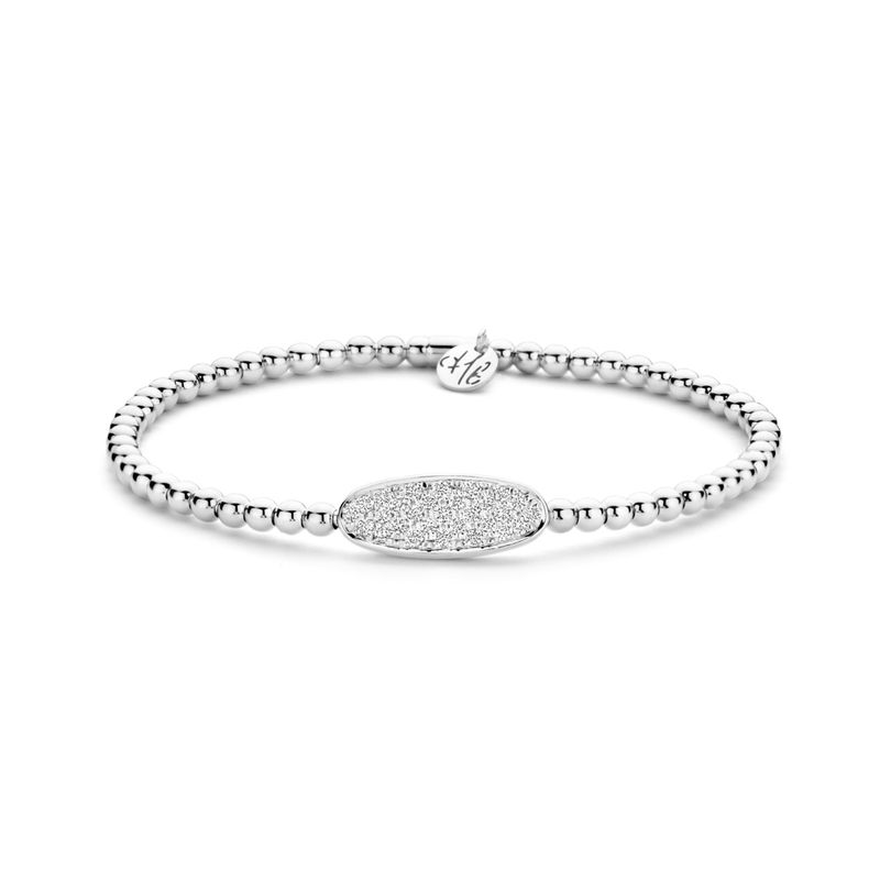18K White Gold Oval Diamond Stretch Bracelet