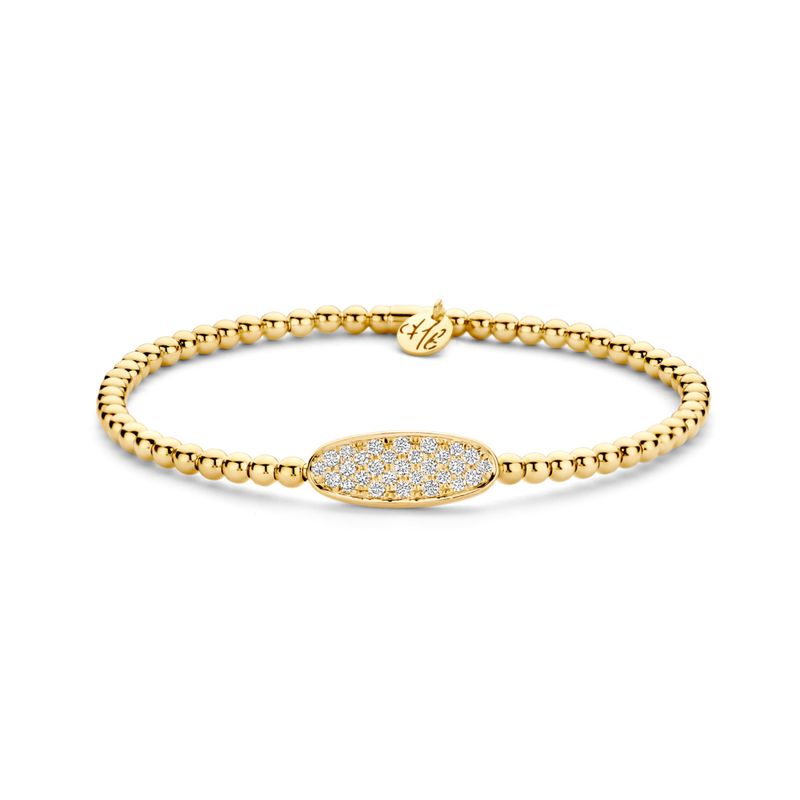 18K Yellow Gold Oval Diamond Stretch Bracelet