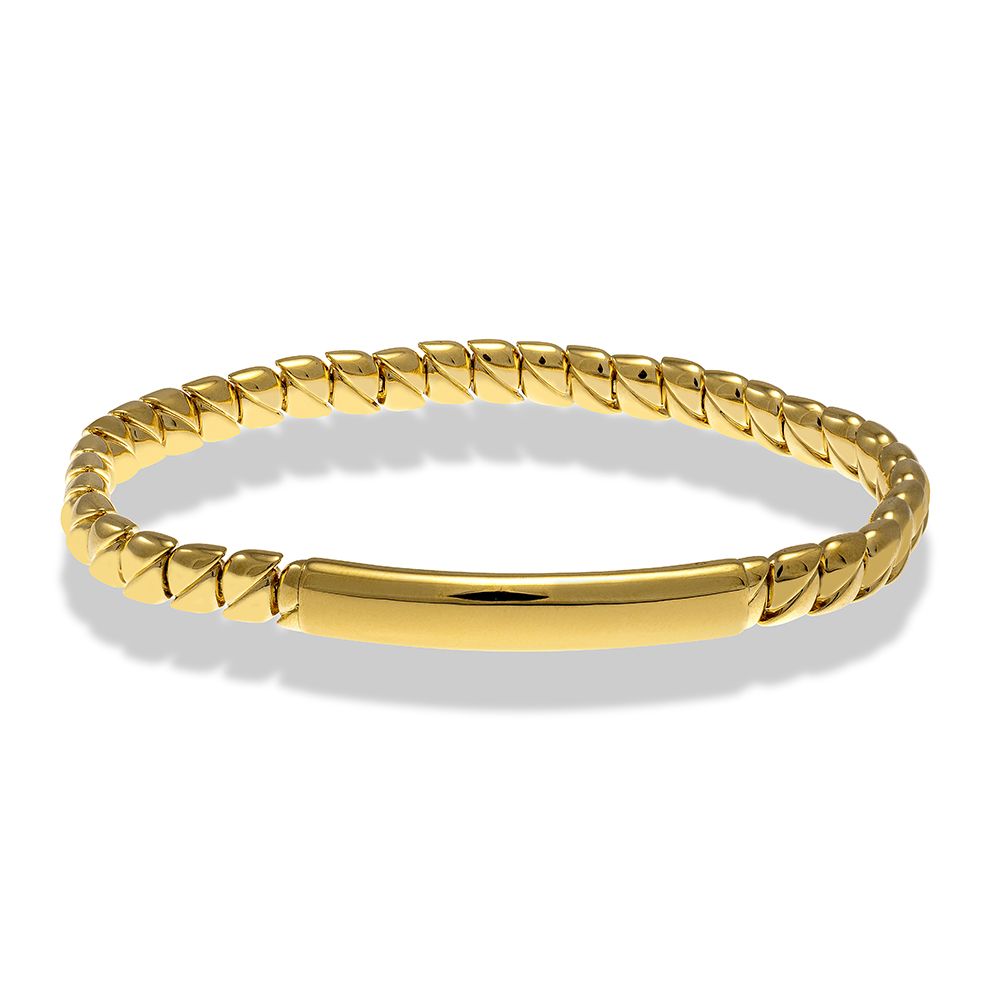18K Yellow Gold Gold Bar Stretch Bracelet