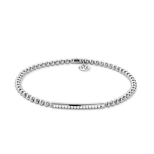18K White Gold Diamond Pave Bar Stretch Bracelet