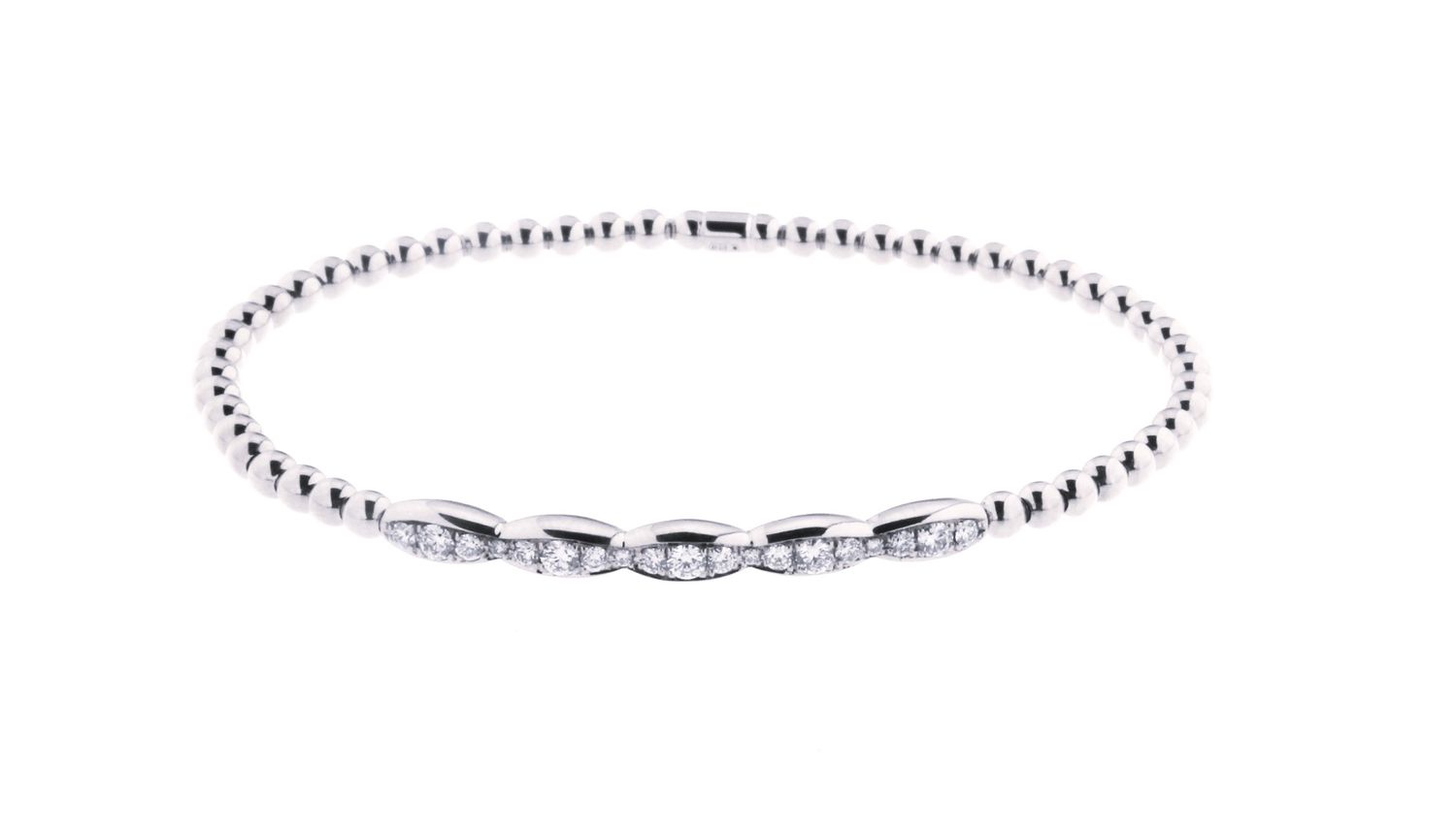 18K White Gold .47CT  Diamond Pave Oval Stretch Bracelet