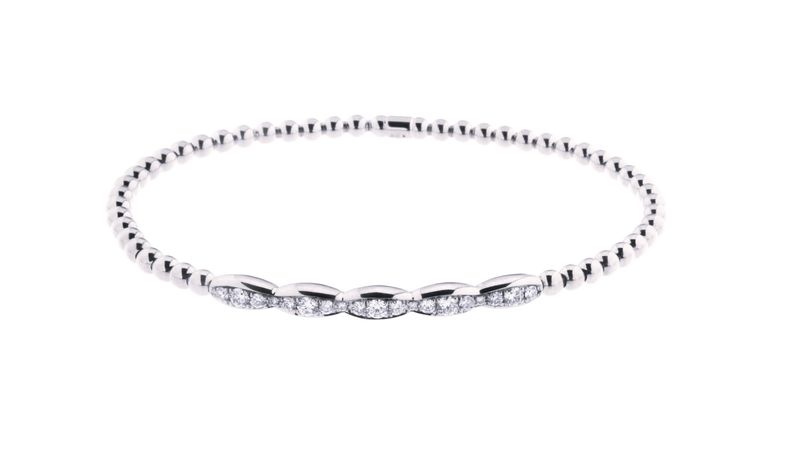 18K White Gold .47CT  Diamond Pave Oval Stretch Bracelet