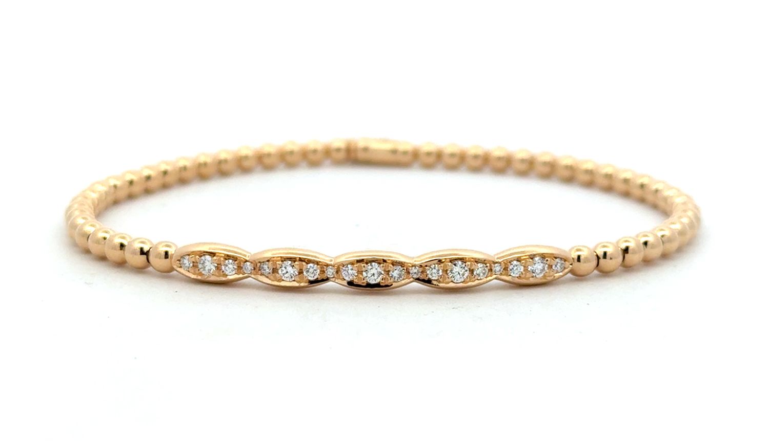 18K Yellow Gold Diamond Pave Oval Stretch Bracelet