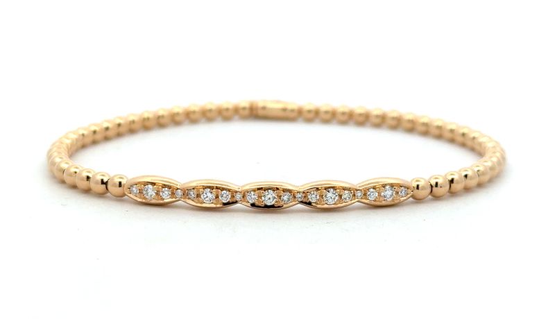 18K Yellow Gold Diamond Pave Oval Stretch Bracelet