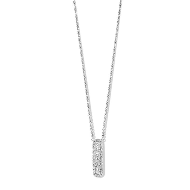18K White Gold Round Diamond Drop Necklace
