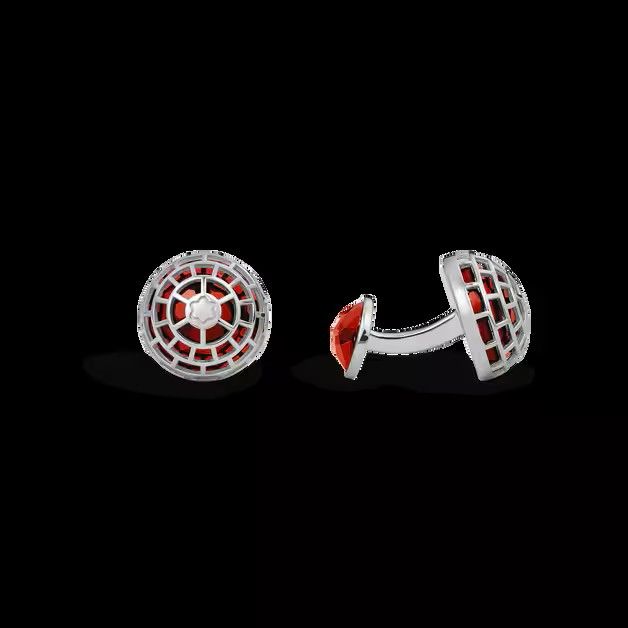 SS Cufflinks Red Jasper Faceted Stone