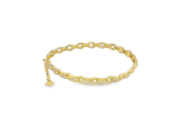 18K Yellow Gold 1.54ctw Diamond Pave Alternating Oval Link Bracelet