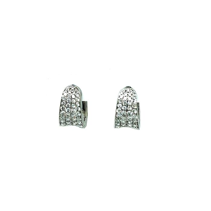 18K White Gold .92ctw Diamond Pave Huggies