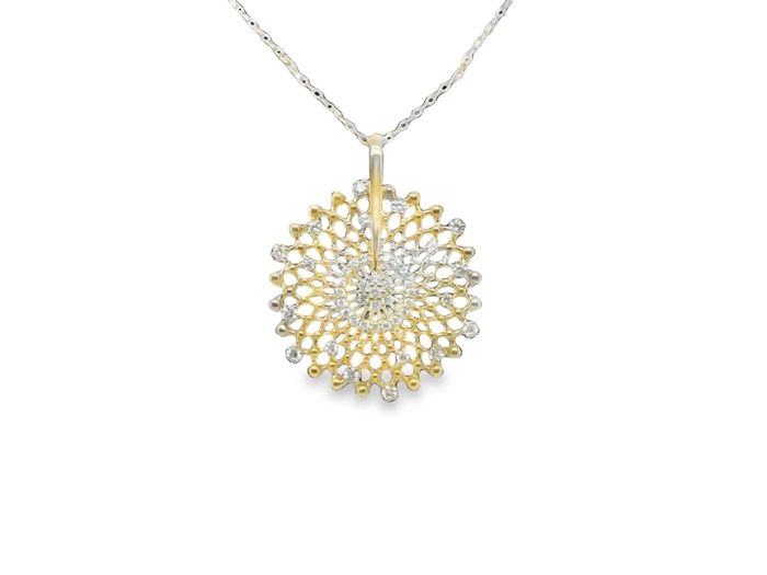 18K Yellow Gold .85ctw Diamond Lacy Medallion Necklace