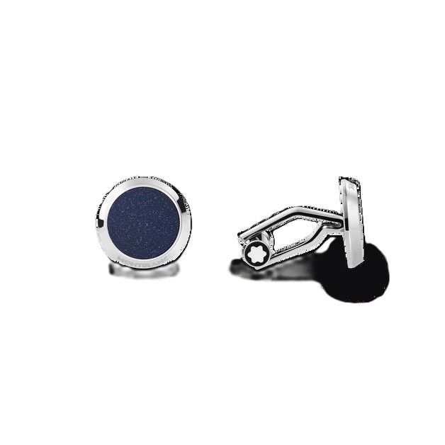 Cufflinks SS Round Glittery Glass Inlay