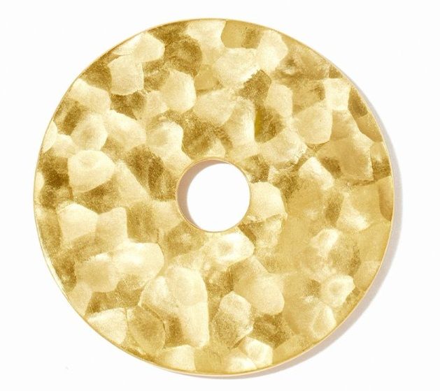 dinh van Pi 35mm 24K Yellow Gold Pendant on Black Cord