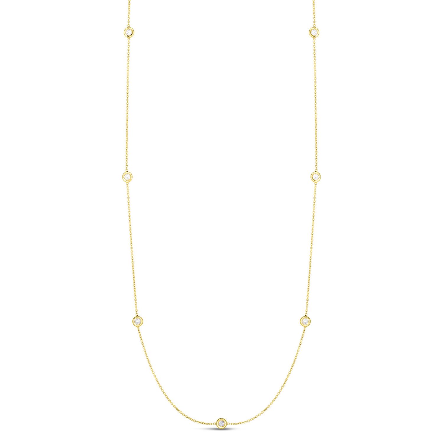 18K Gold Diamonds By The Inch Dangling 7 Station Necklace