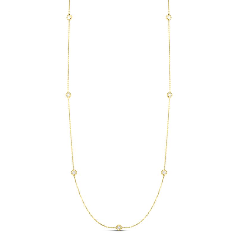 18K Gold Diamonds By The Inch Dangling 7 Station Necklace