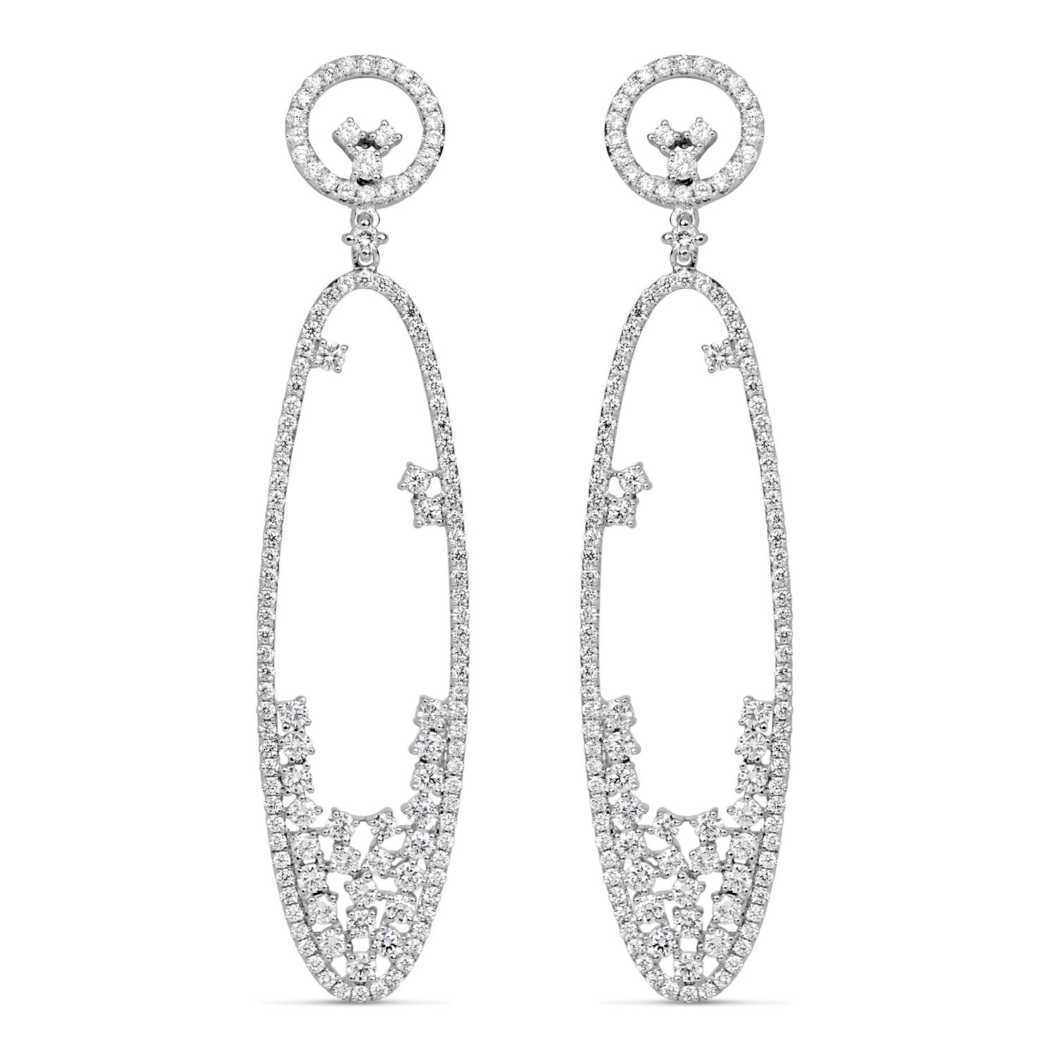 18K White Open Drop Earrings