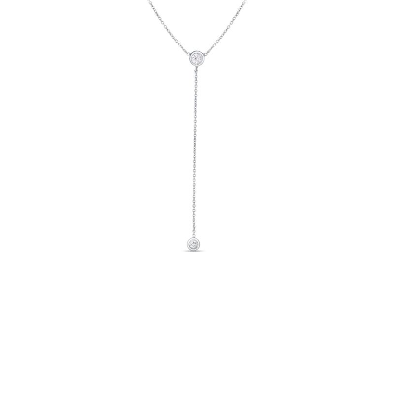 18K White Gold Diamonds By The Inch Dangle Bezel Necklace