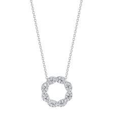 18K White Diamond Braided Circle Necklace