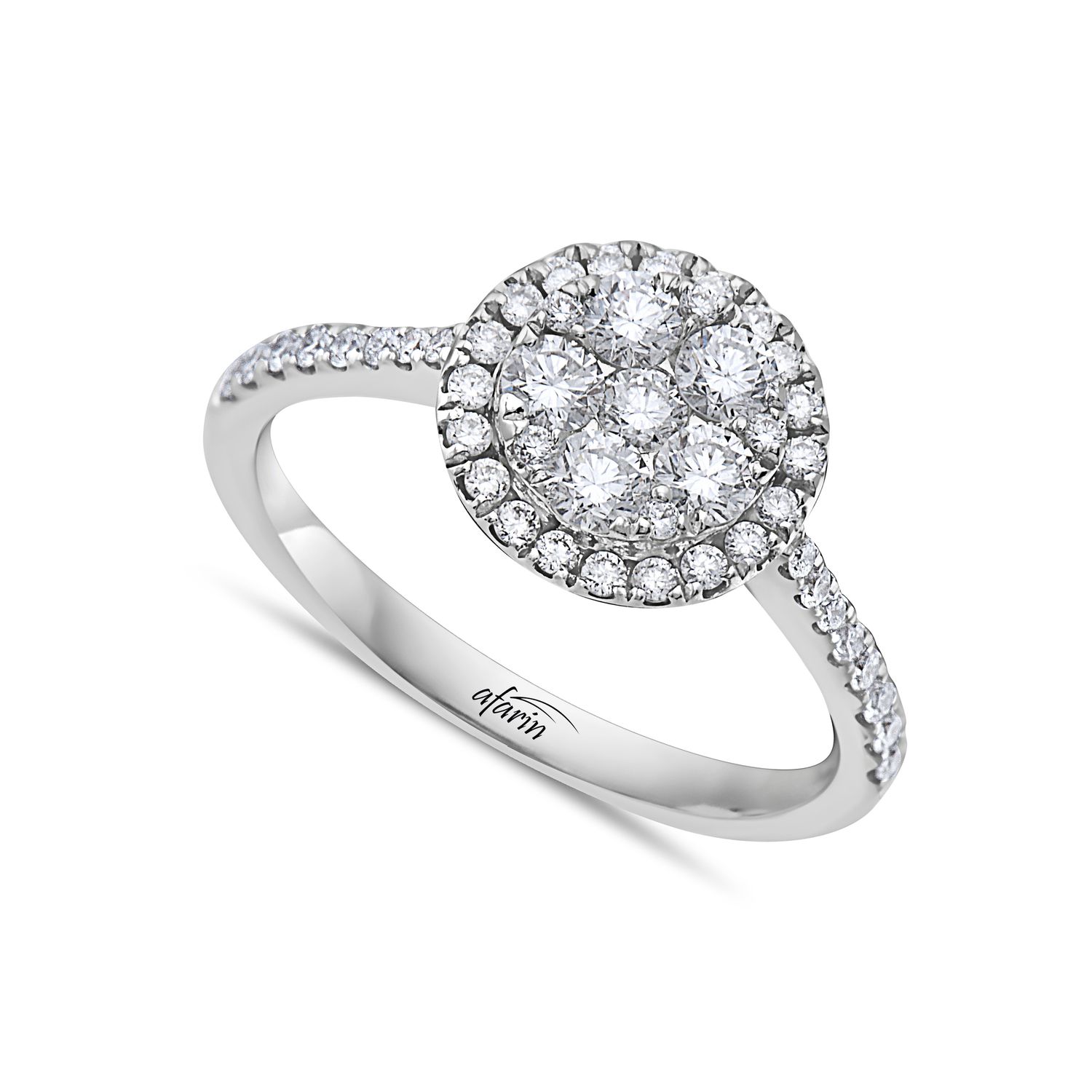 18K White Gold Diamond Cluster Ring .34Ct