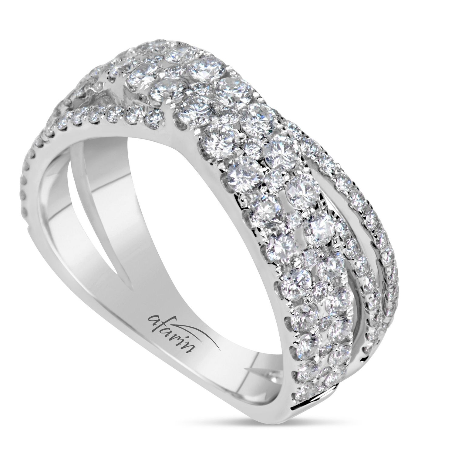 18K White Gold Diamond "X" Ring 1.26Ct