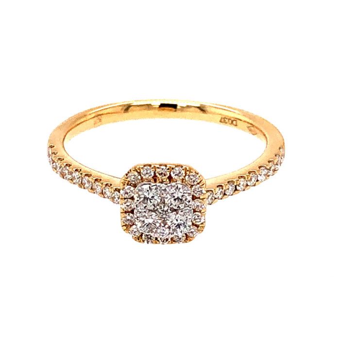 18K Rose Gold Diamond Cluster Ring .37Ct