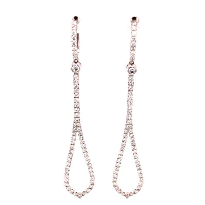 18K White Gold Diamond Drop Earrings 1.85Ct