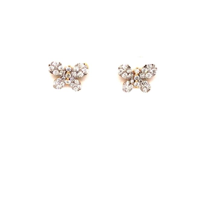 18K White Gold Diamond Flower Stud Earrings .25Ct