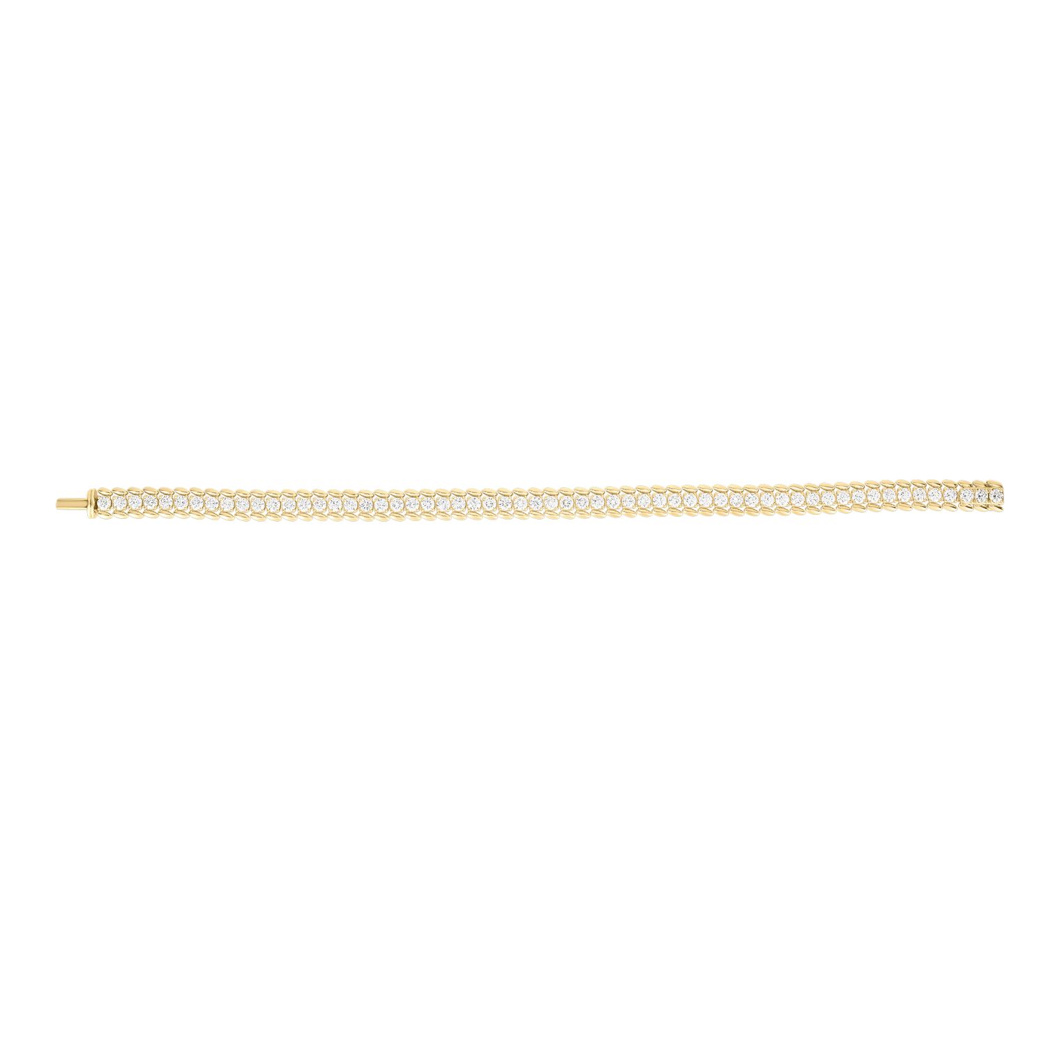 18K Yellow Gold Classic Diamond Ribbed Tennis Bracelet