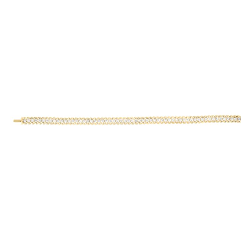 18K Yellow Gold Classic Diamond Ribbed Tennis Bracelet