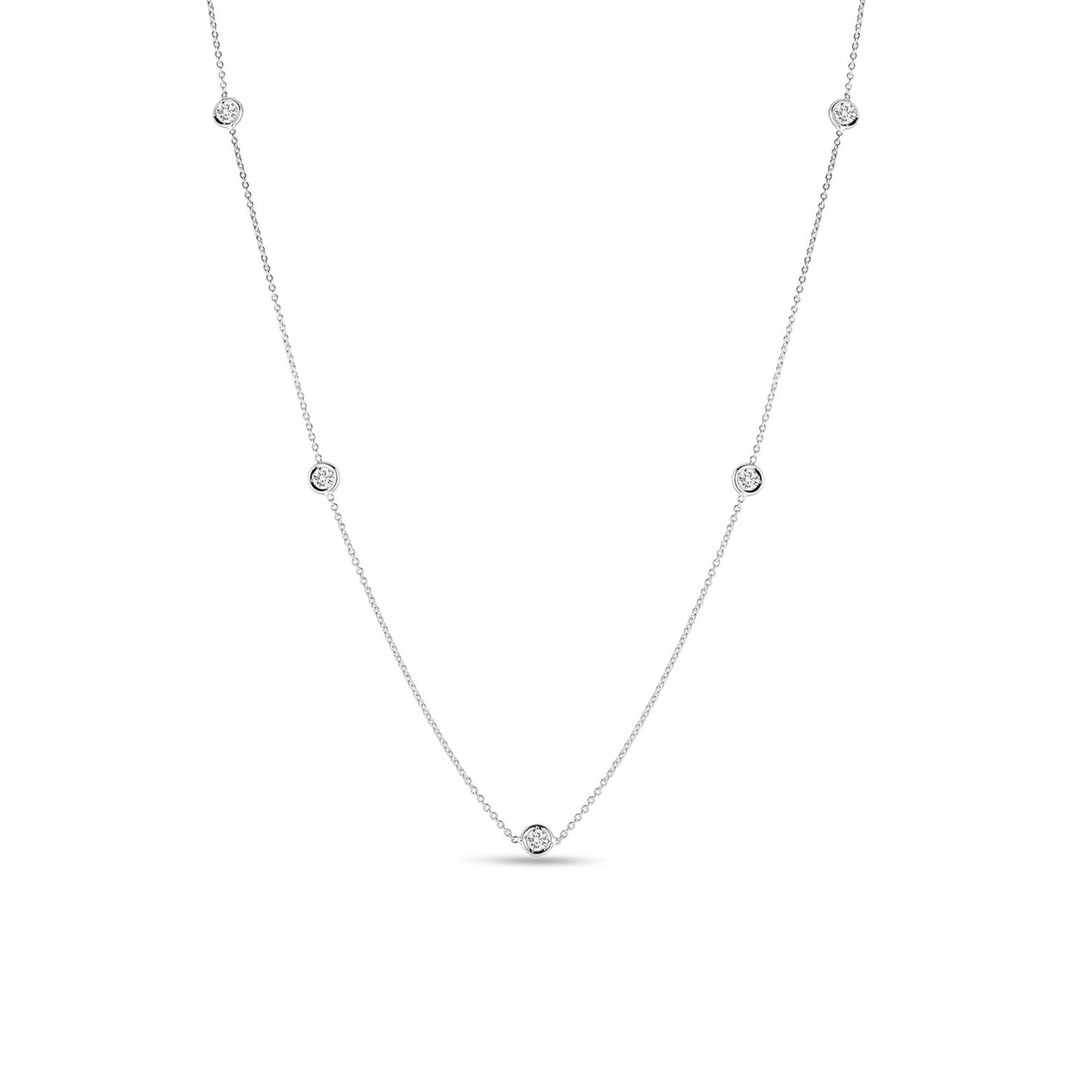 18K White Gold Diamonds By The Inch 5 Station Necklace