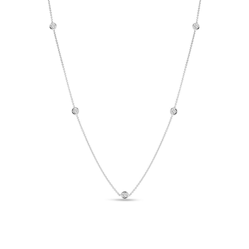 18K White Gold Diamonds By The Inch 5 Station Necklace