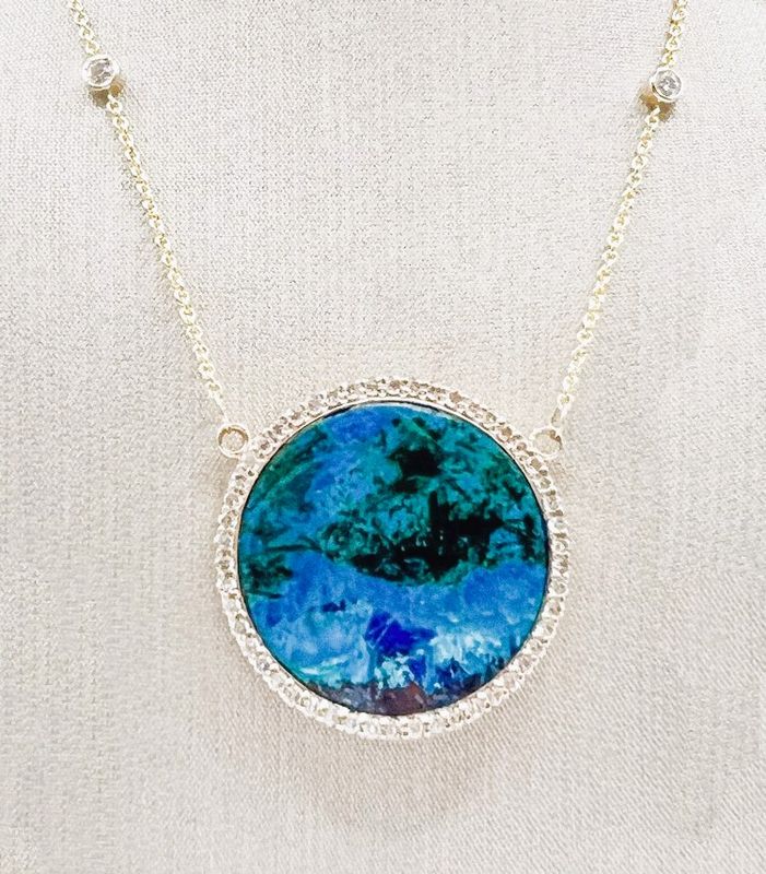 14K Yellow Gold Shattuckite Necklace