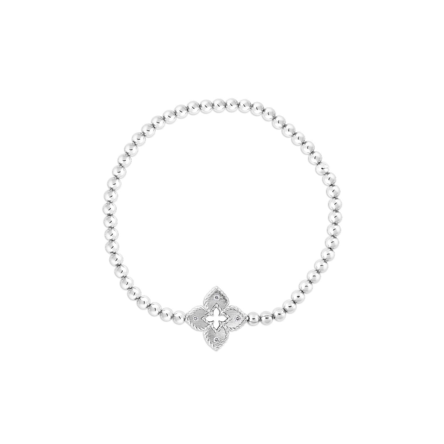 18K White Gold Petite Diamond Venetian Stretchy Bracelet