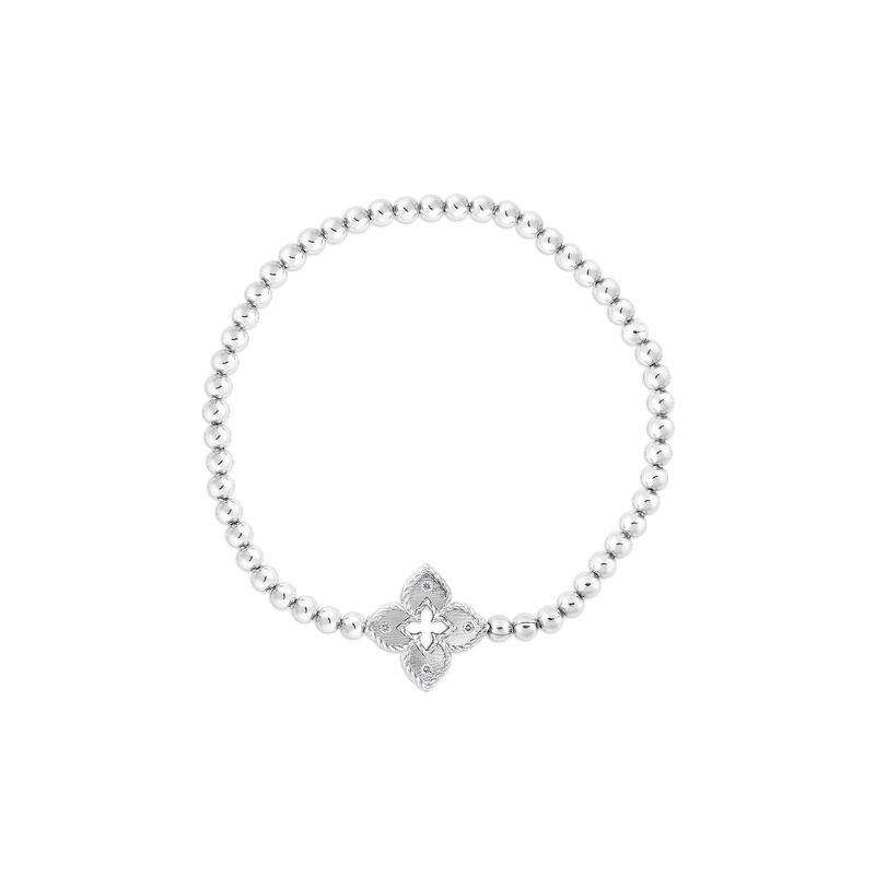 18K White Gold Petite Diamond Venetian Stretchy Bracelet