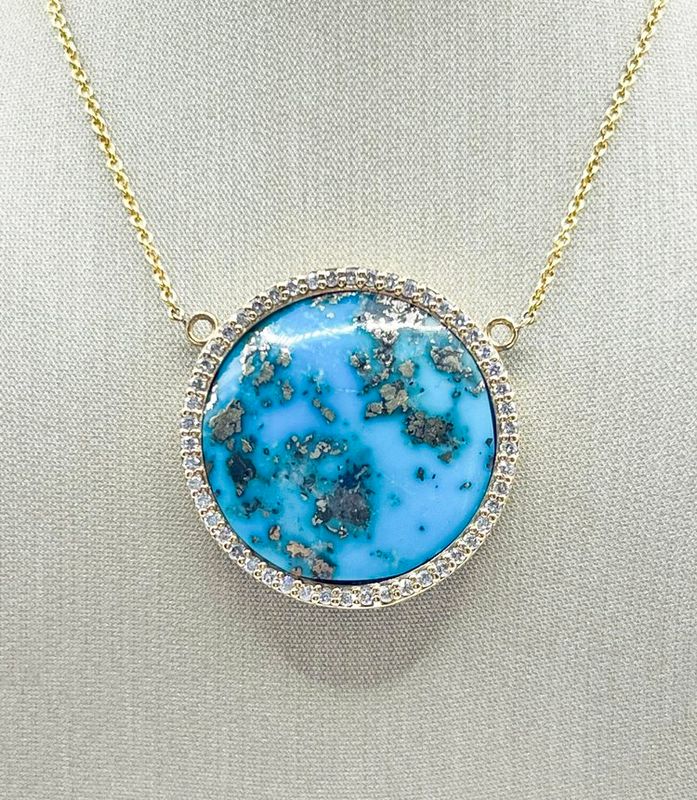 14K Yellow Gold Turquoise Necklace