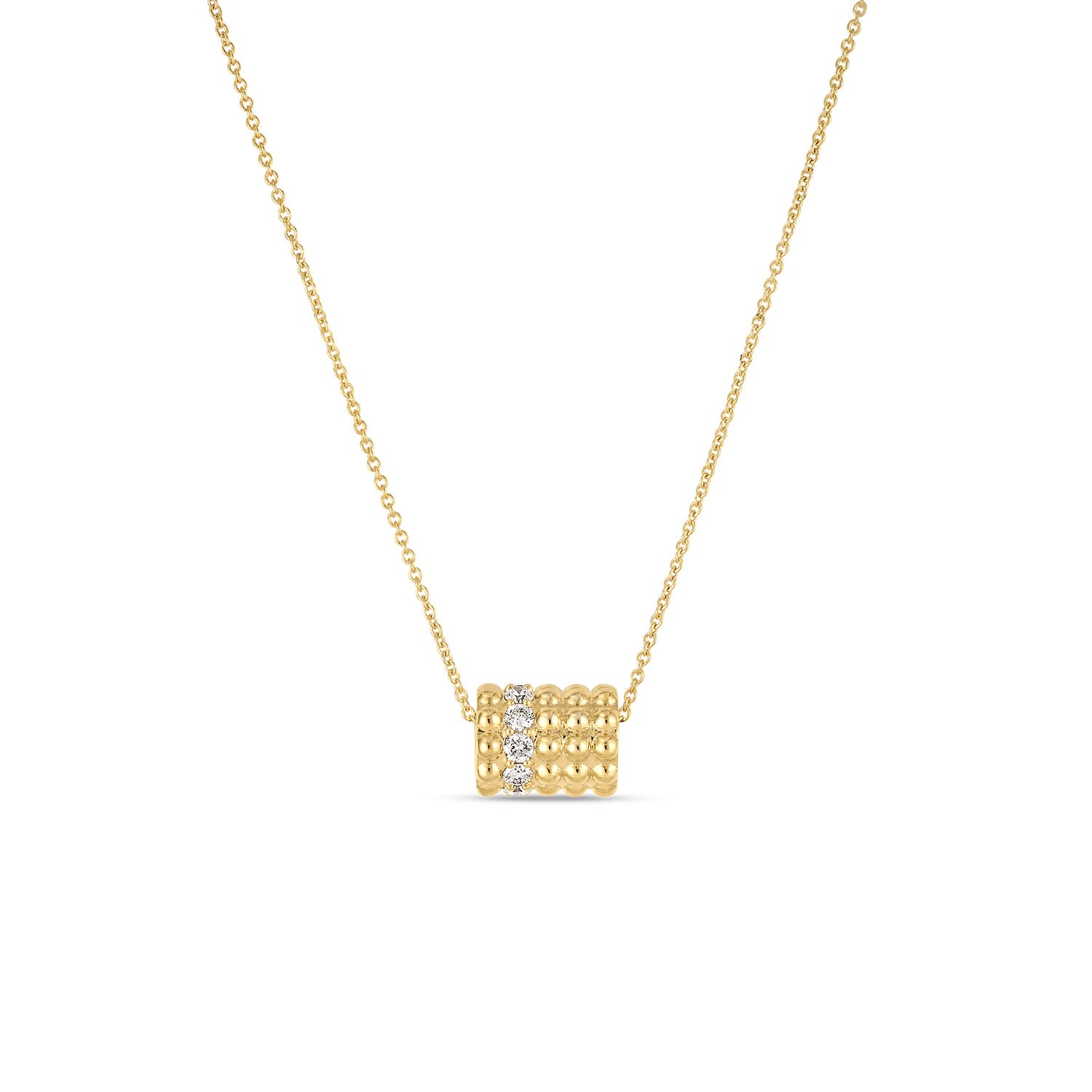 18K Yellow Gold Dolcetto Diamond Tube Necklace