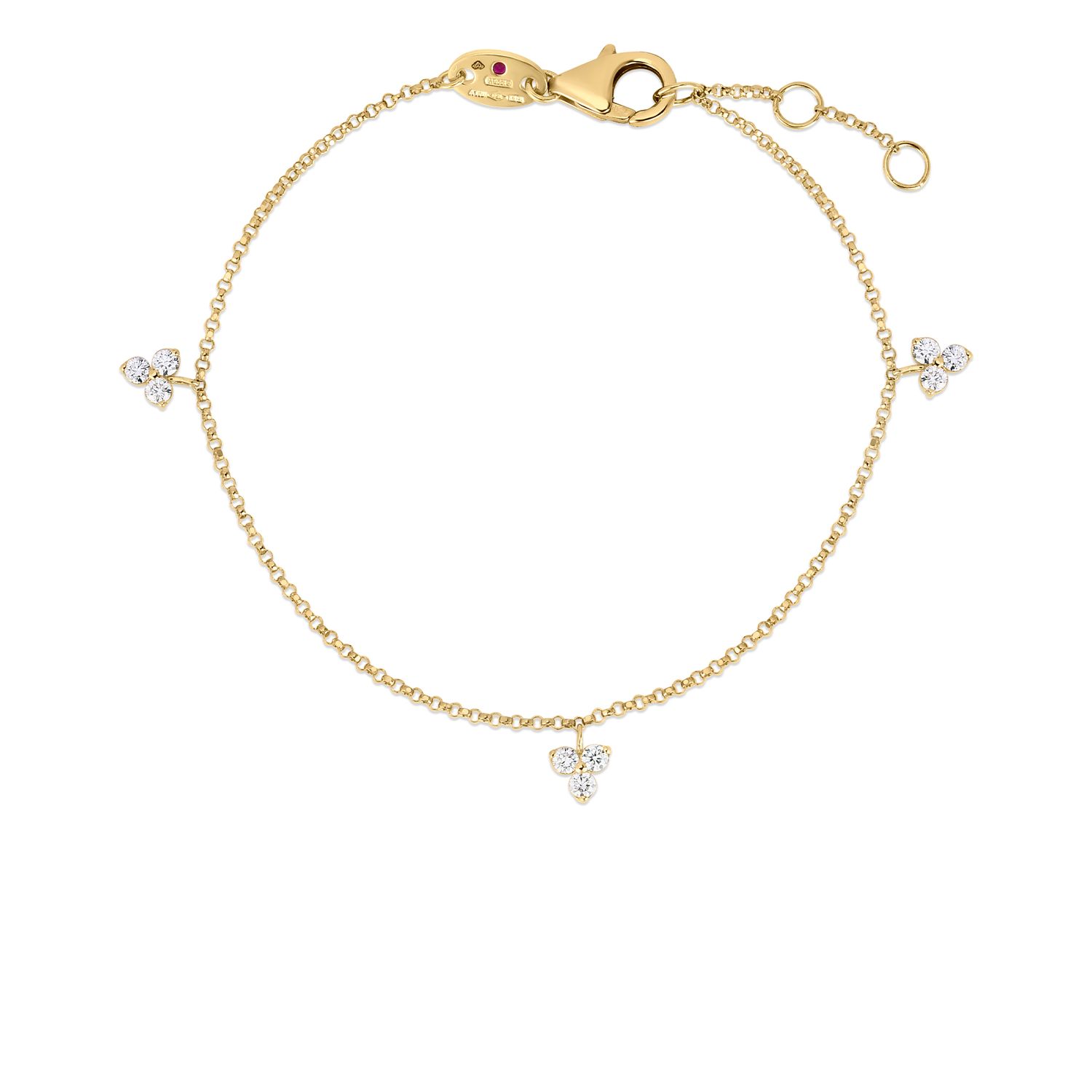 18K Yellow Gold Love In Verona 3 Station Diamond Flower Bracelet