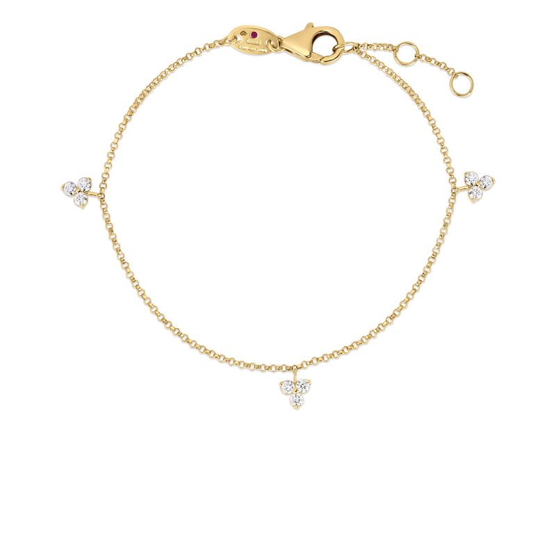 18K Yellow Gold Love In Verona 3 Station Diamond Flower Bracelet