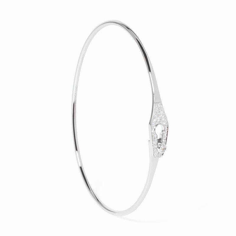 dinh van Serrure Jonc Large 18K White Gold Diamond and Pave Diamond Bangle Bracelet